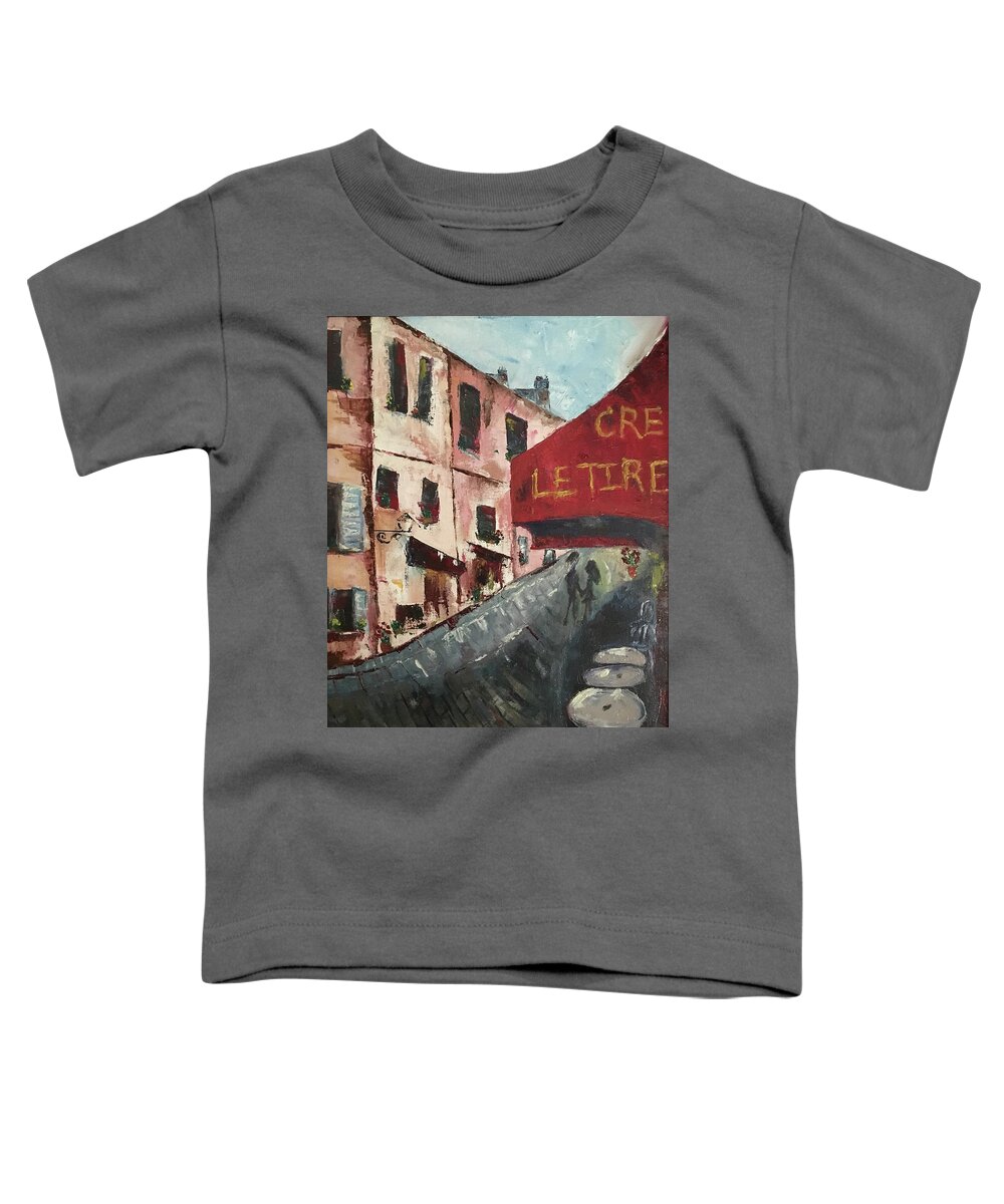 Mont Martre Toddler T-Shirt featuring the painting Cafe Mont Martre by Roxy Rich