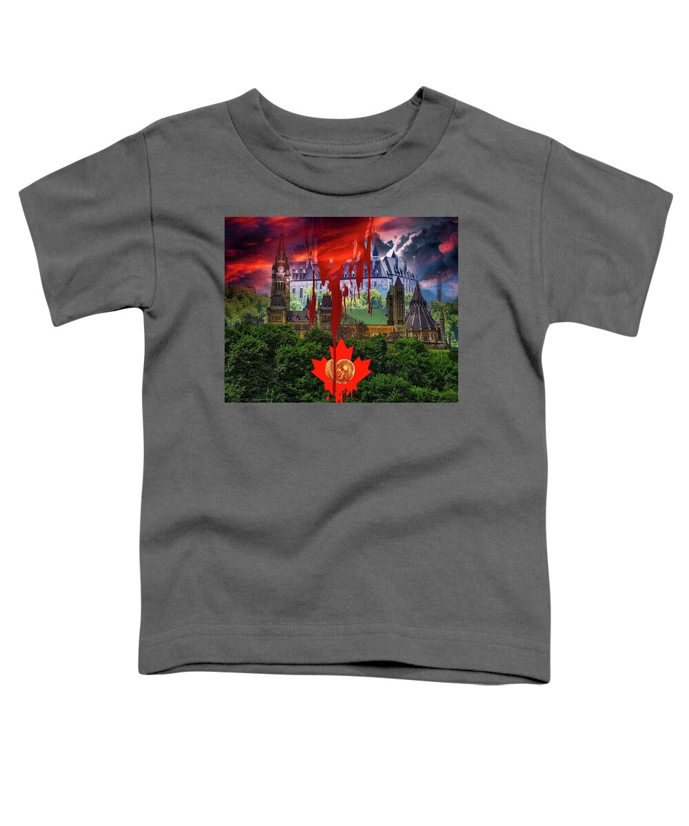 Blood Cries From Ground Toddler T-Shirt featuring the digital art Canadian Justice by Norman Brule
