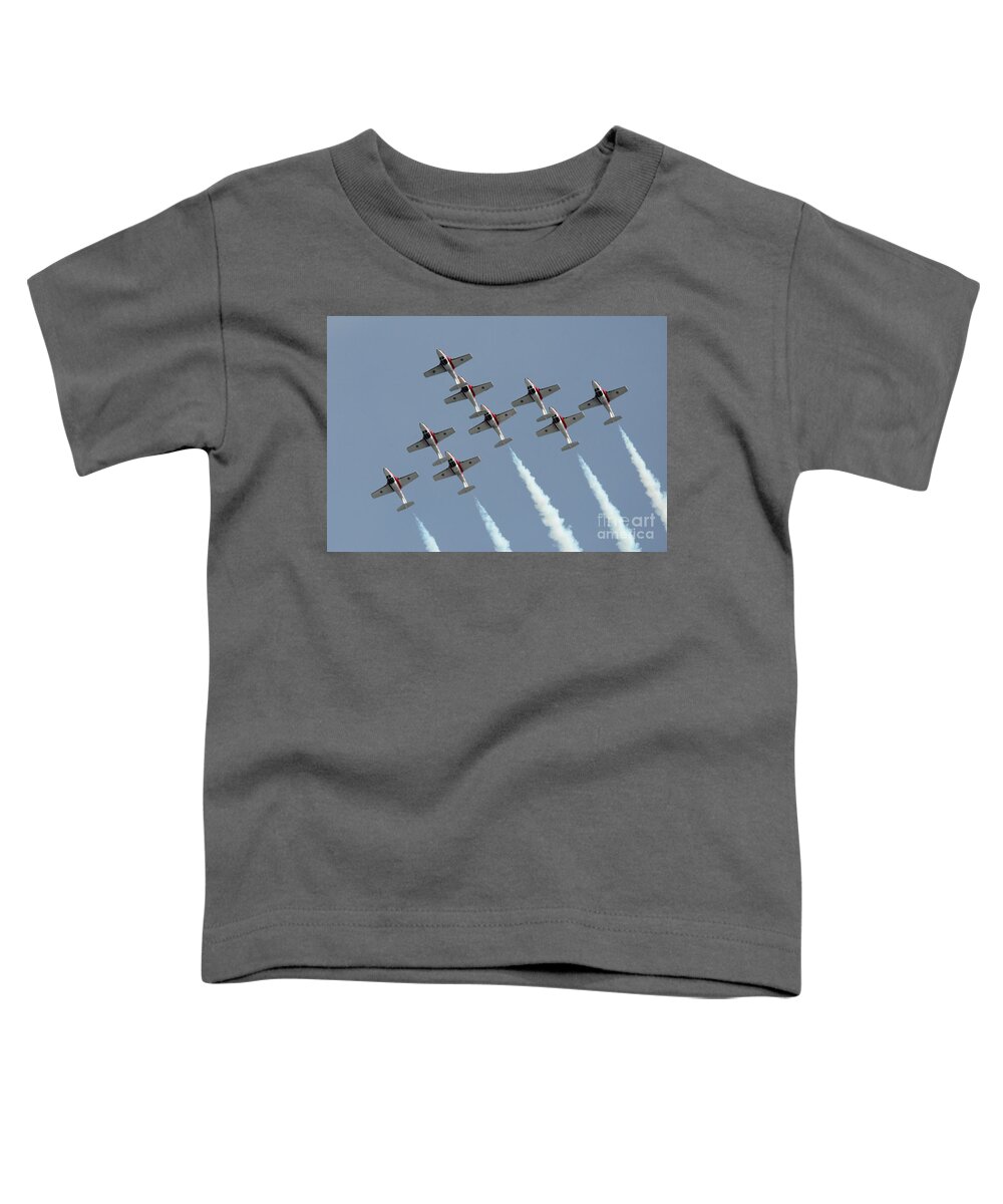 Snowbirds Toddler T-Shirt featuring the photograph Canadian Snowbirds Poetry in Motion 49 by Bob Christopher