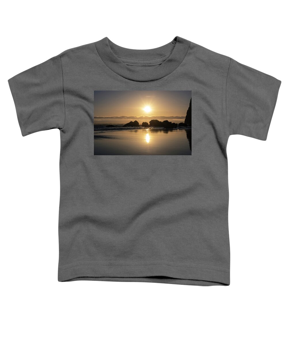 Cannon Beach Toddler T-Shirt featuring the photograph Cannon Beach Reflections by Steven Clark
