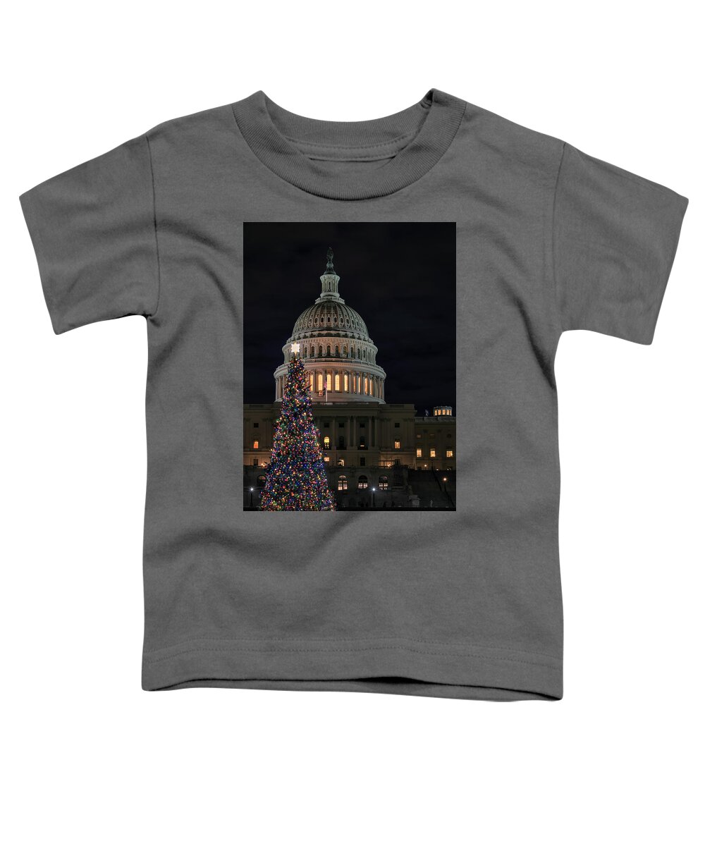 Washington D.c. Toddler T-Shirt featuring the photograph Capitol Christmas 2019 1 by Robert Fawcett
