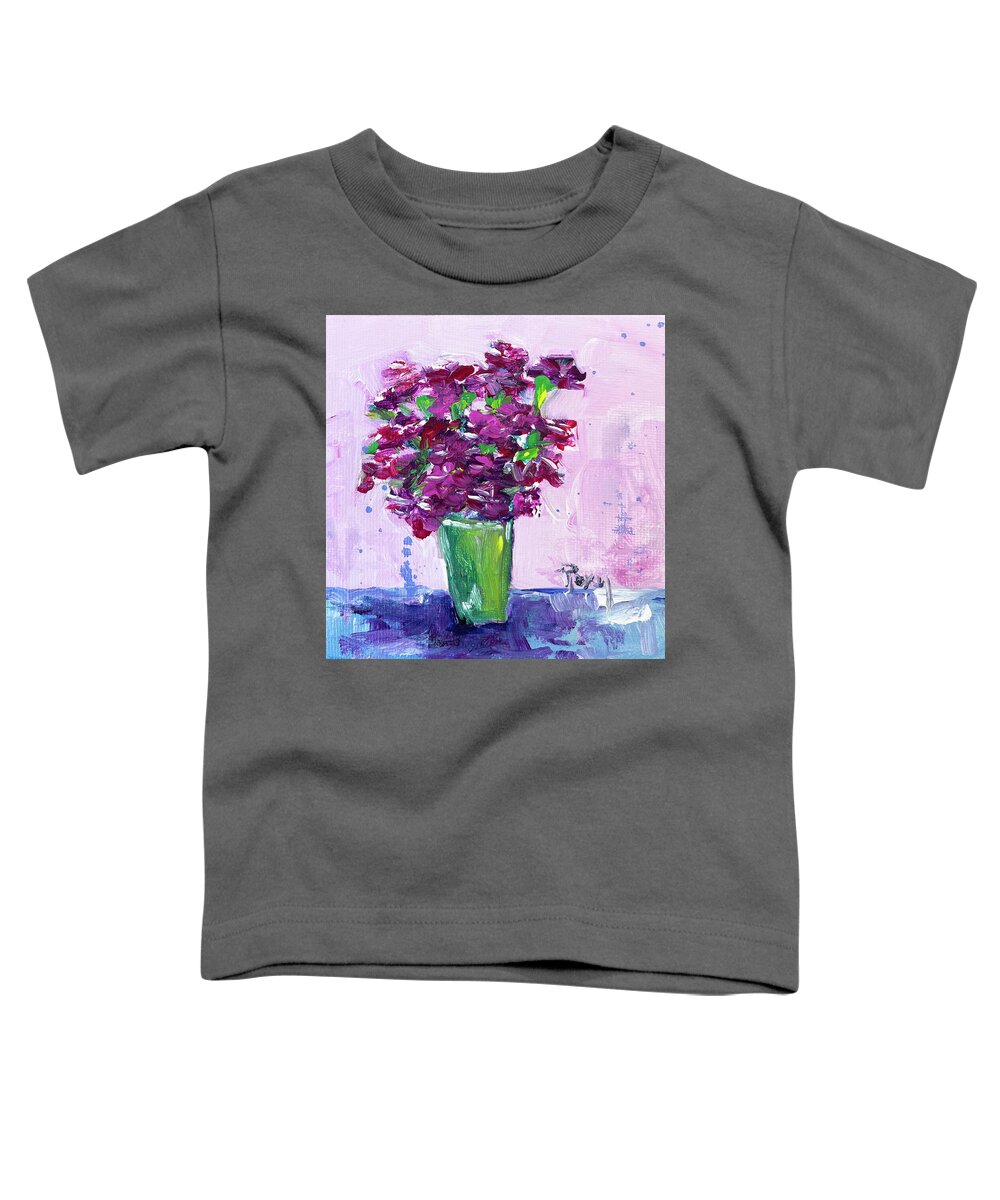 Carnations Toddler T-Shirt featuring the painting Carnations in a Green Vase by Roxy Rich