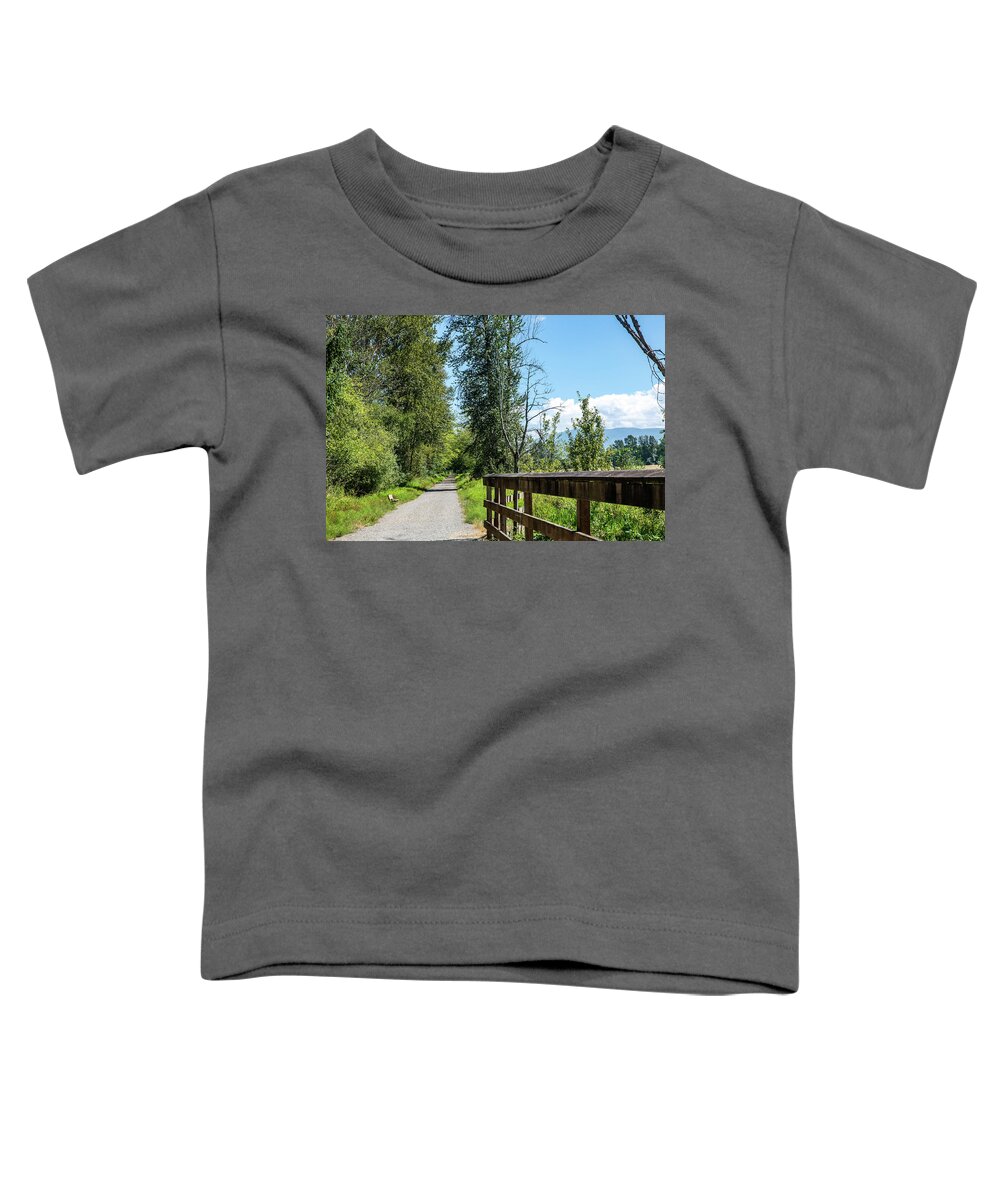 Cascade Trail And Cedar Rail Toddler T-Shirt featuring the photograph Cascade Trail and Cedar Rail by Tom Cochran