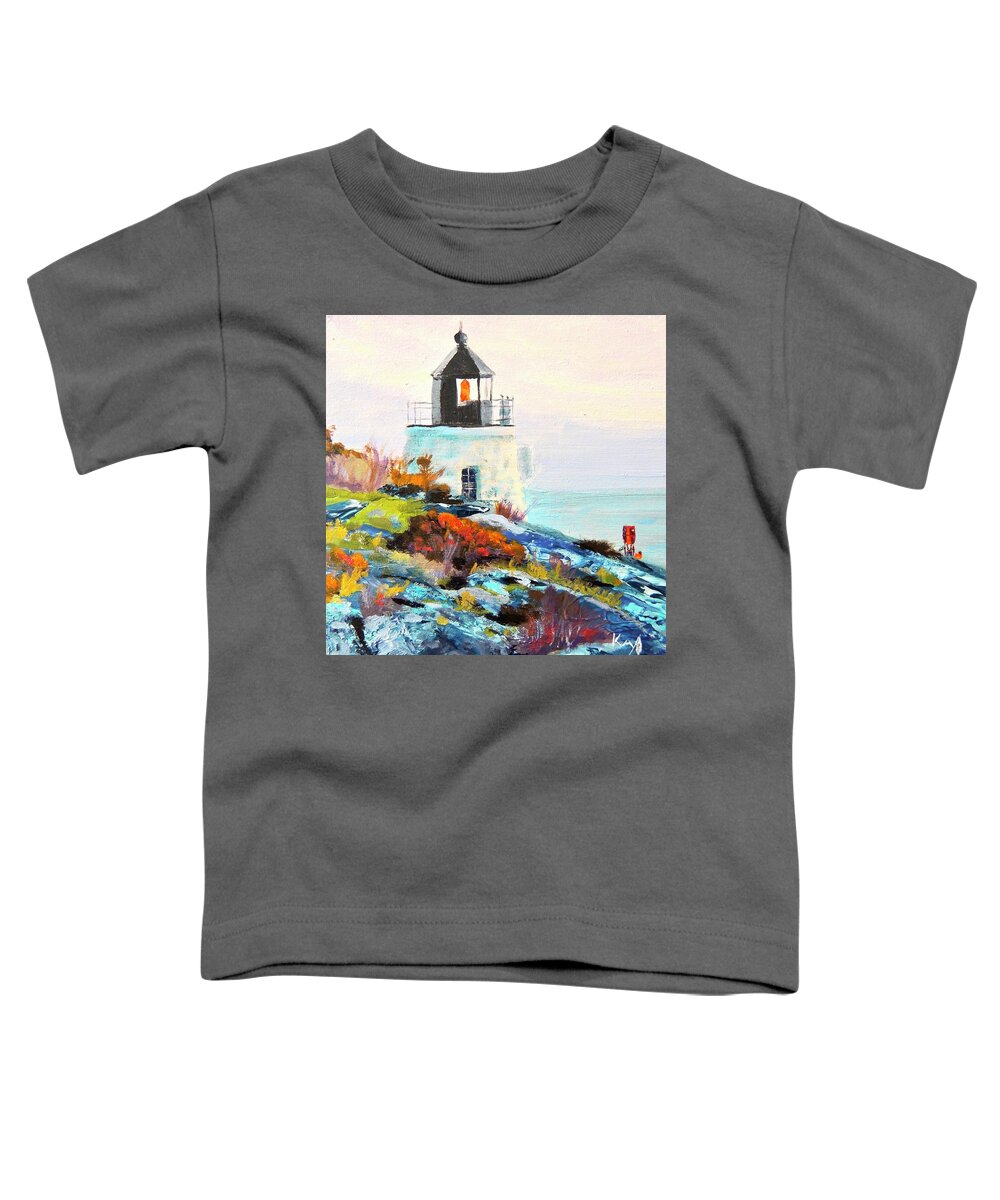 Castle Hill Lighthouse Newport Ri Toddler T-Shirt featuring the painting Castle Hill Lighthouse Newport RI by Patty Kay Hall