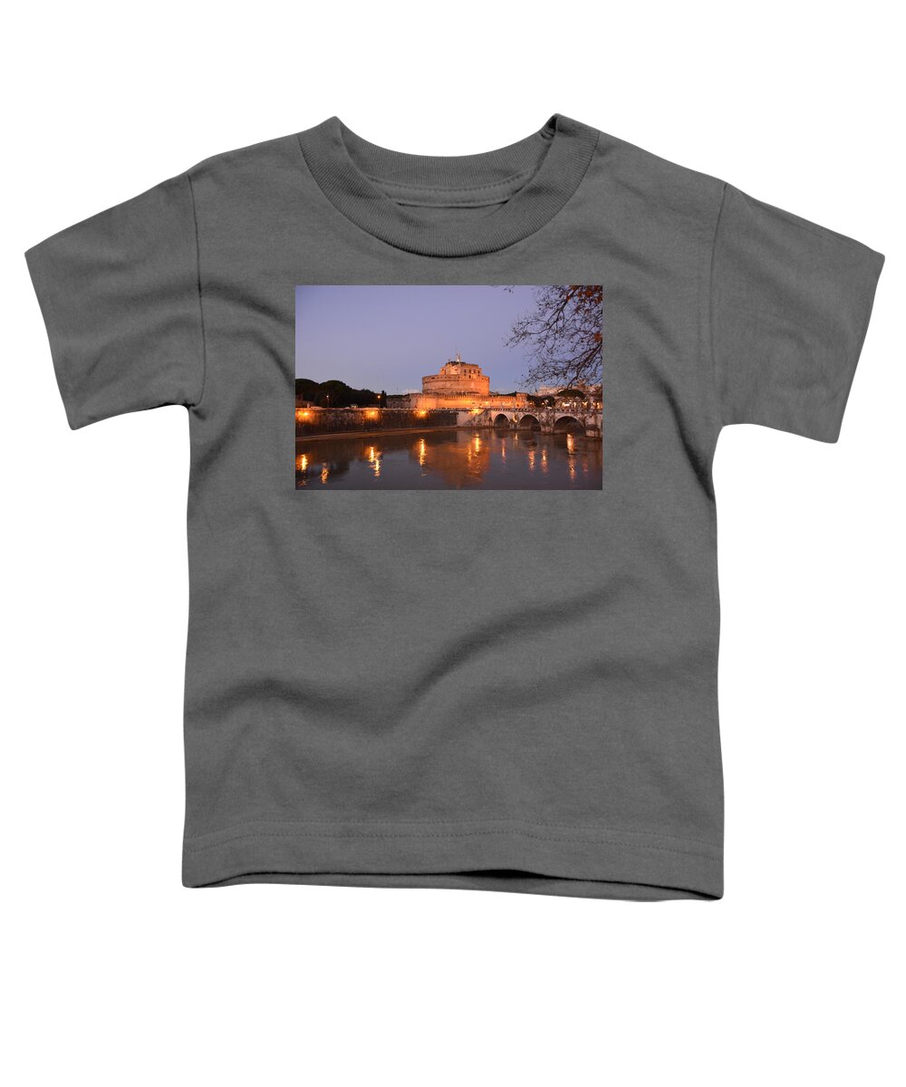 Castle Sant' Angelo Castle Of The Angels Toddler T-Shirt featuring the photograph Castle Sant' Angelo, Roma at Night by Regina Muscarella