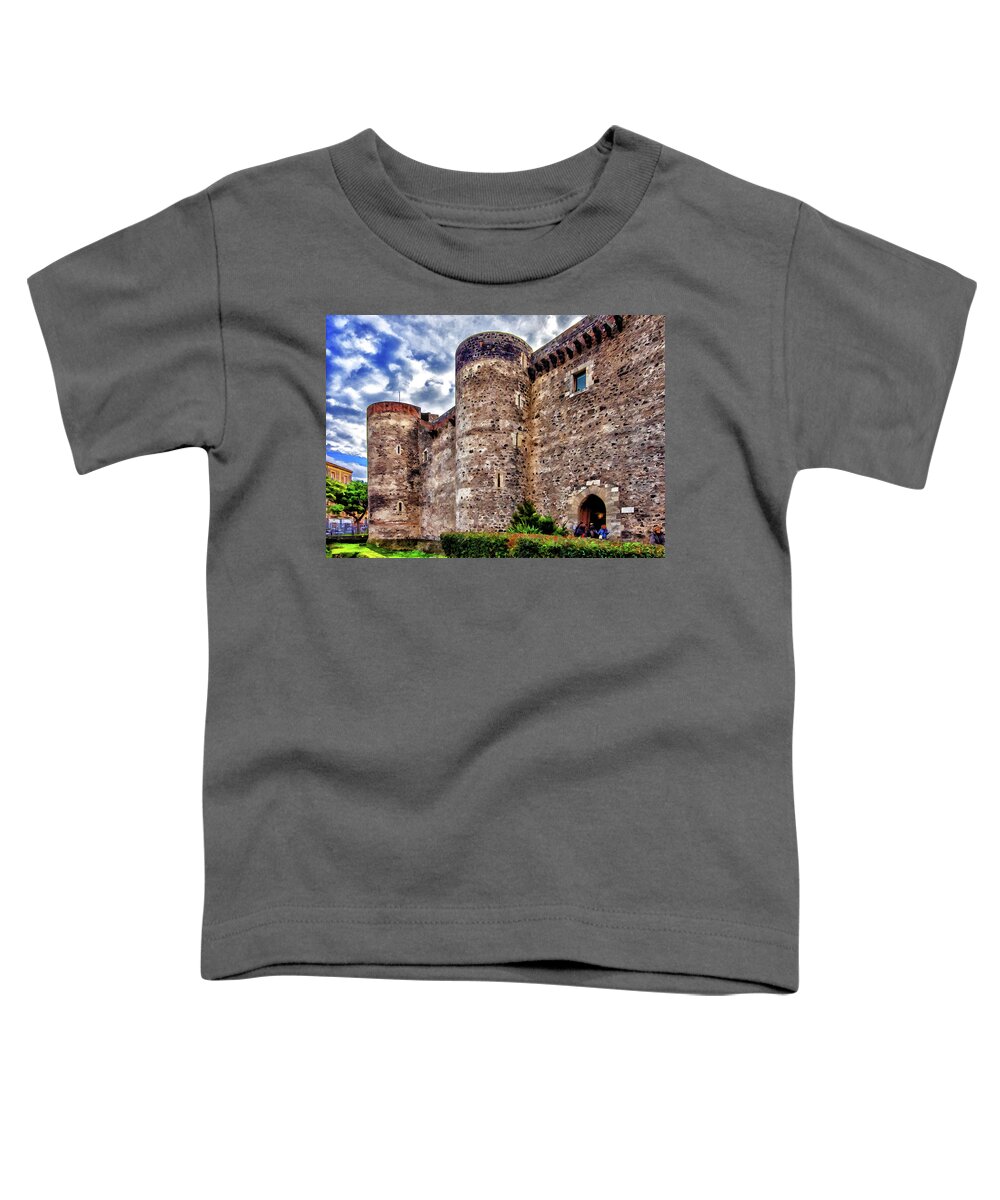 Catania Toddler T-Shirt featuring the photograph Castle Ursino by Monroe Payne