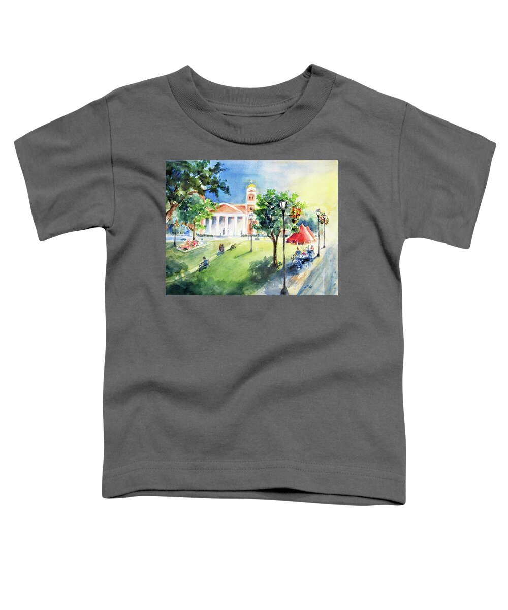 Park Toddler T-Shirt featuring the painting Cathedral Square by Jerry Fair