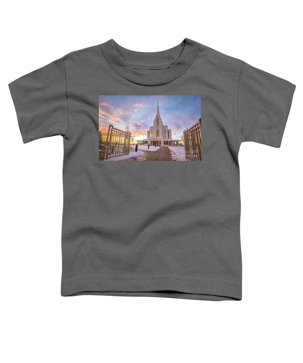 Gate Toddler T-Shirt featuring the photograph Celestial Gates - Rexburg Idaho Temple by Bret Barton