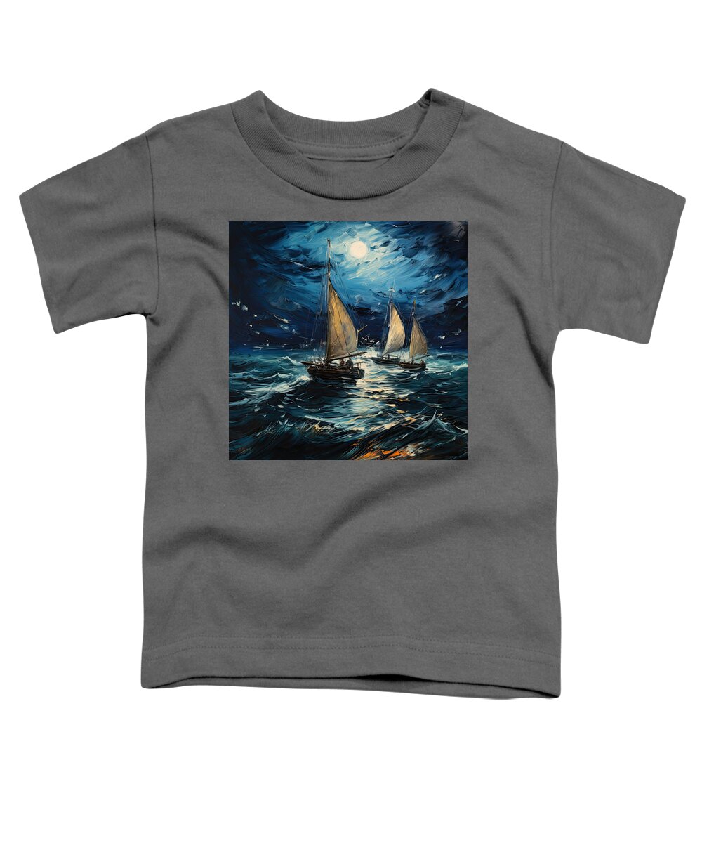 Cerulean Art Toddler T-Shirt featuring the digital art Cerulean Moonlight Serenade by Lourry Legarde