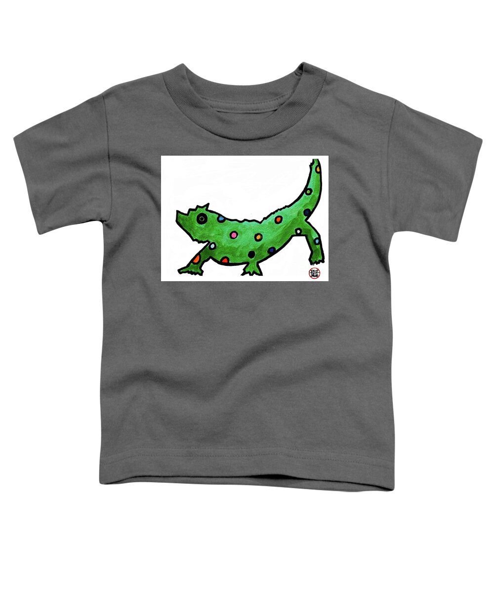  Toddler T-Shirt featuring the painting Chameleon by Oriel Ceballos