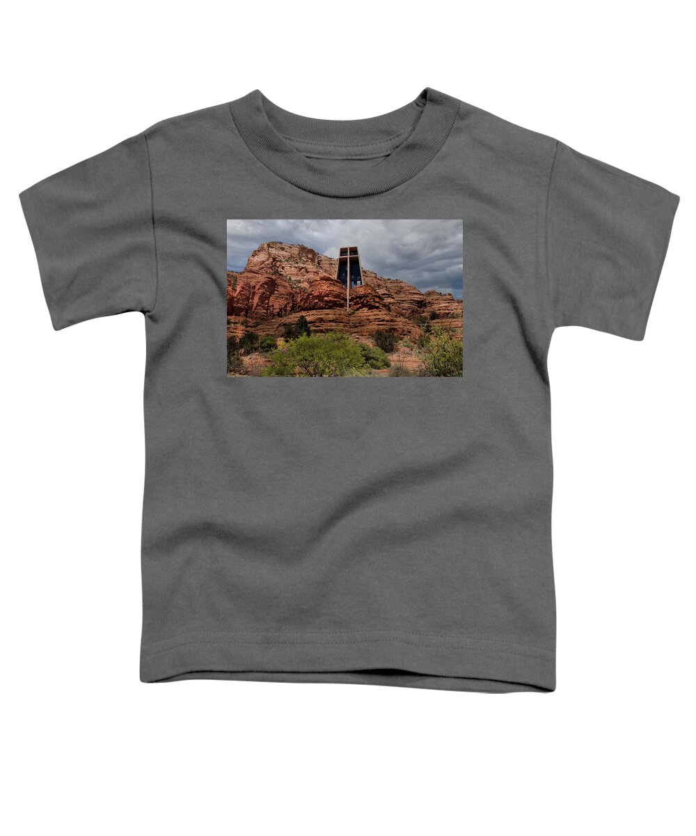Chapel Toddler T-Shirt featuring the photograph Chapel in the Red Rocks by Laura Putman
