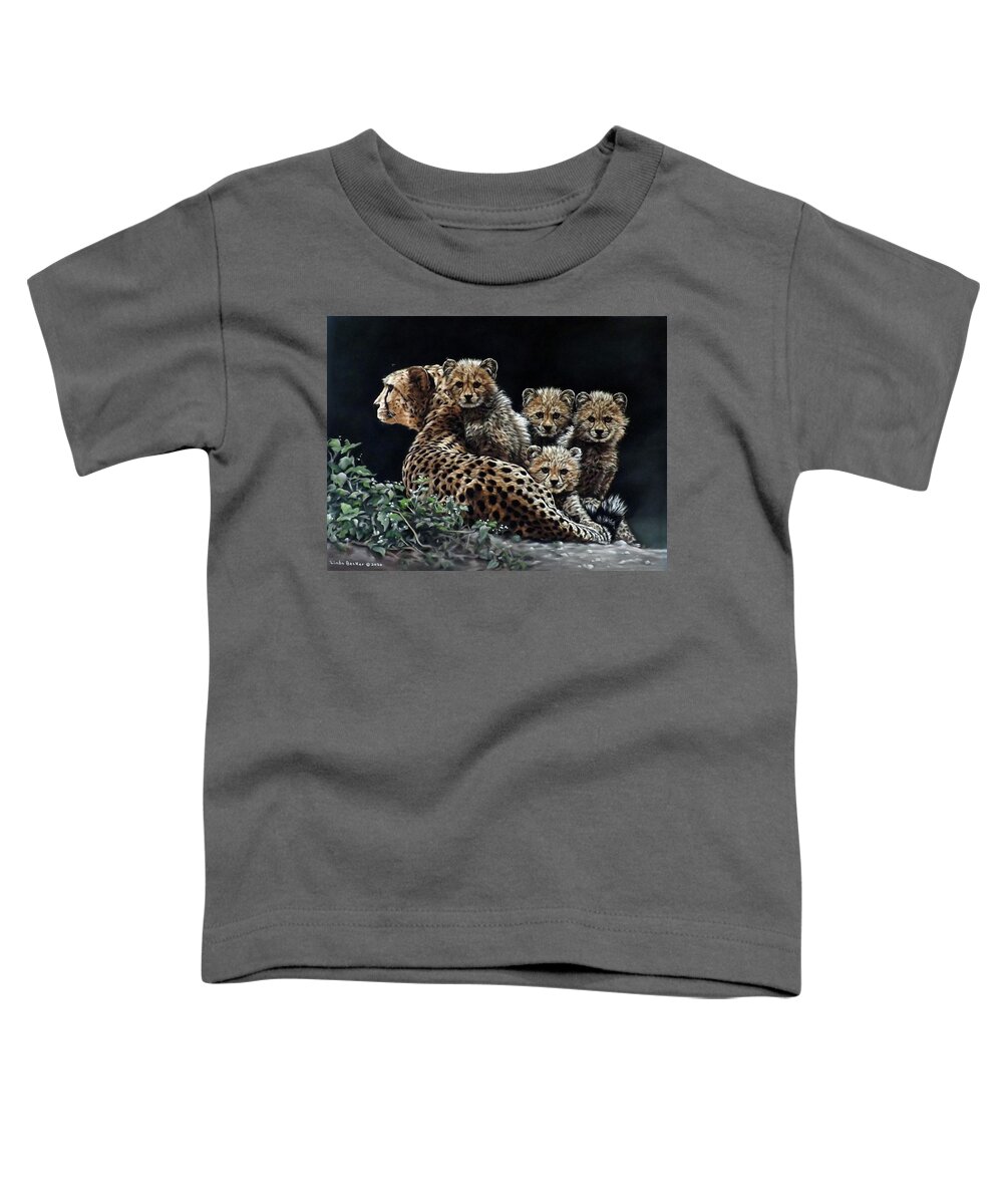 Cheetah Toddler T-Shirt featuring the pastel Cheetah Family by Linda Becker