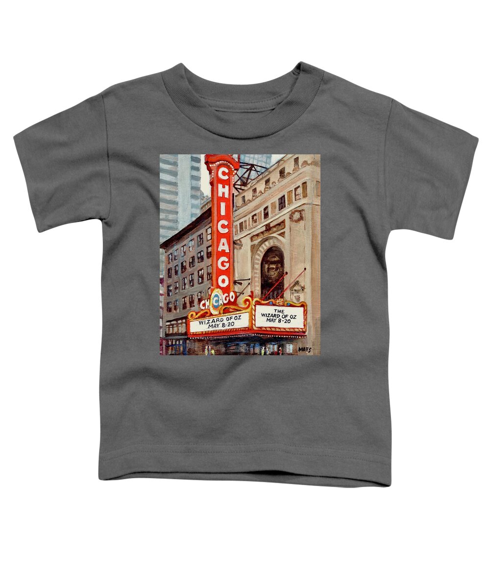 Chicago Theatre Toddler T-Shirt featuring the painting Chicago Theatre by Walt Maes