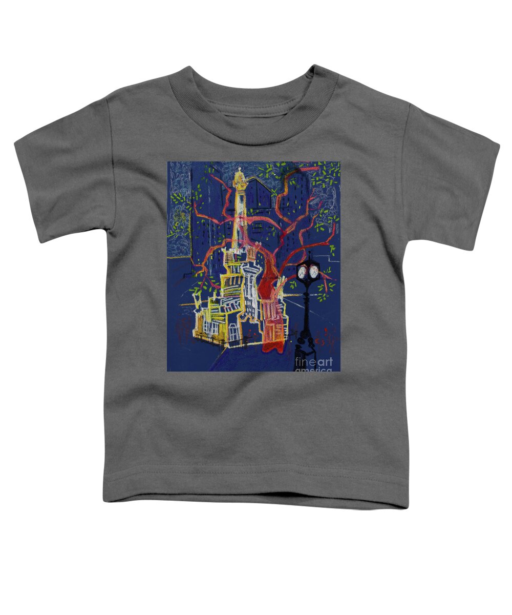 Chicago Water Tower Toddler T-Shirt featuring the painting Chicago Water Tower by Cherie Salerno