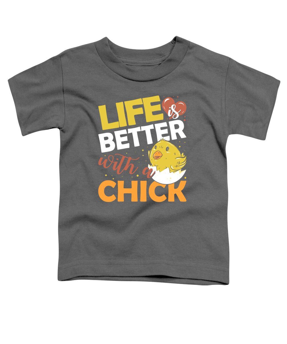 Chicken Toddler T-Shirt featuring the digital art Chick Chicken Farmer Poultry Rooster Gift by Mercoat UG Haftungsbeschraenkt