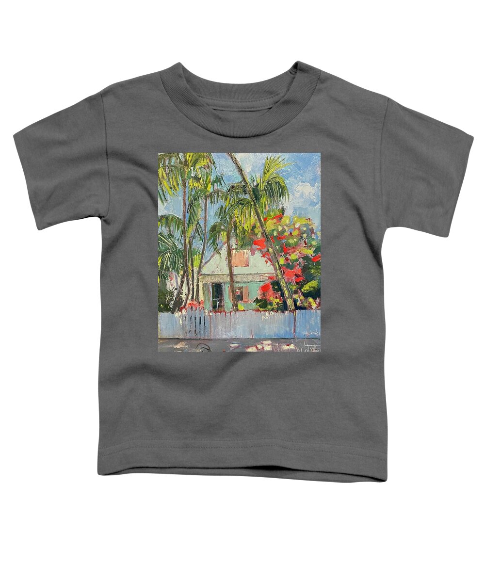 Tropical Toddler T-Shirt featuring the painting Chicken Crossing by Maggii Sarfaty