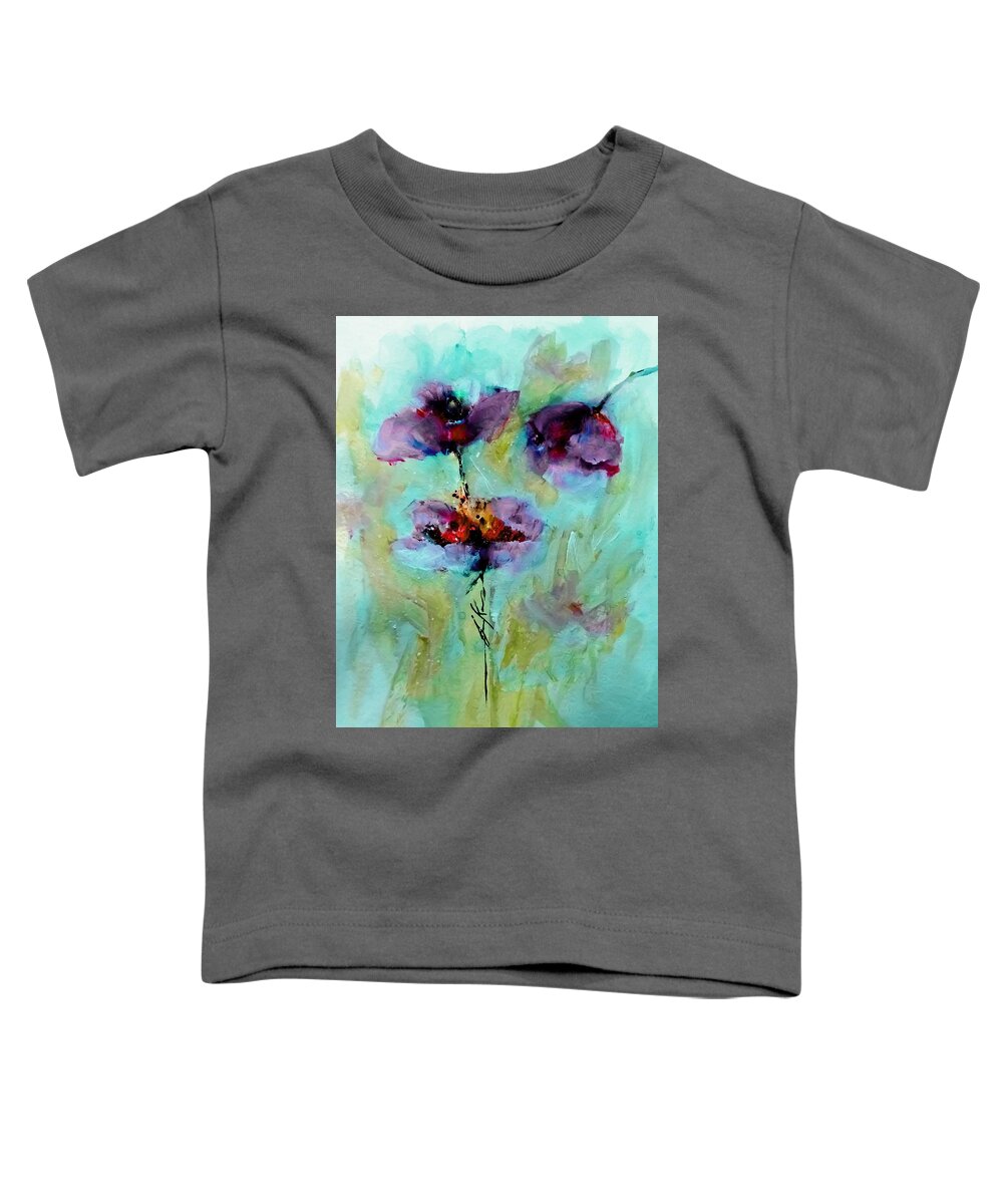 Watercolor Toddler T-Shirt featuring the painting Chilly Floral Abstract Watercolor by Lisa Kaiser