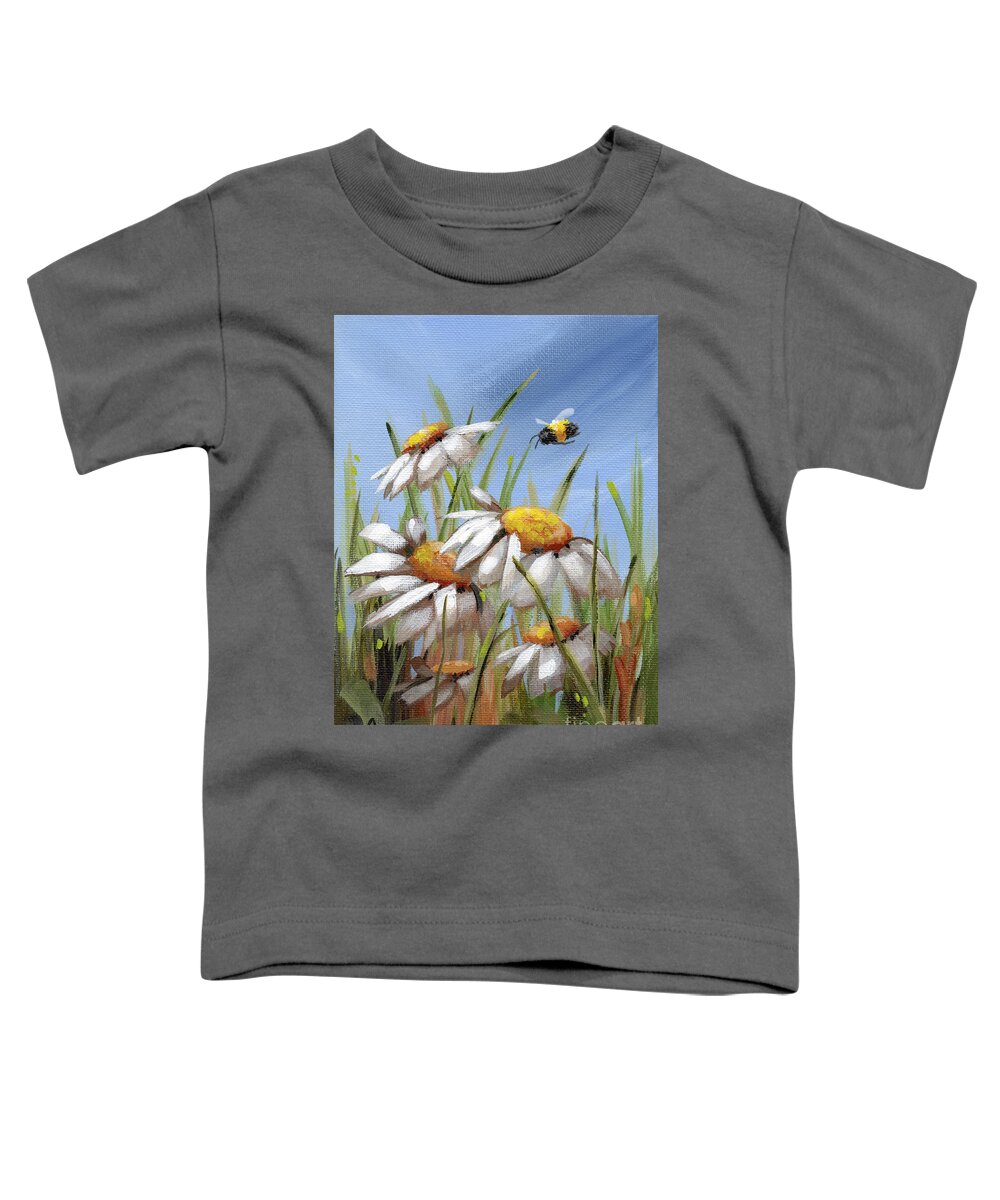 Bee Toddler T-Shirt featuring the painting Choices - Daisy Field by Annie Troe
