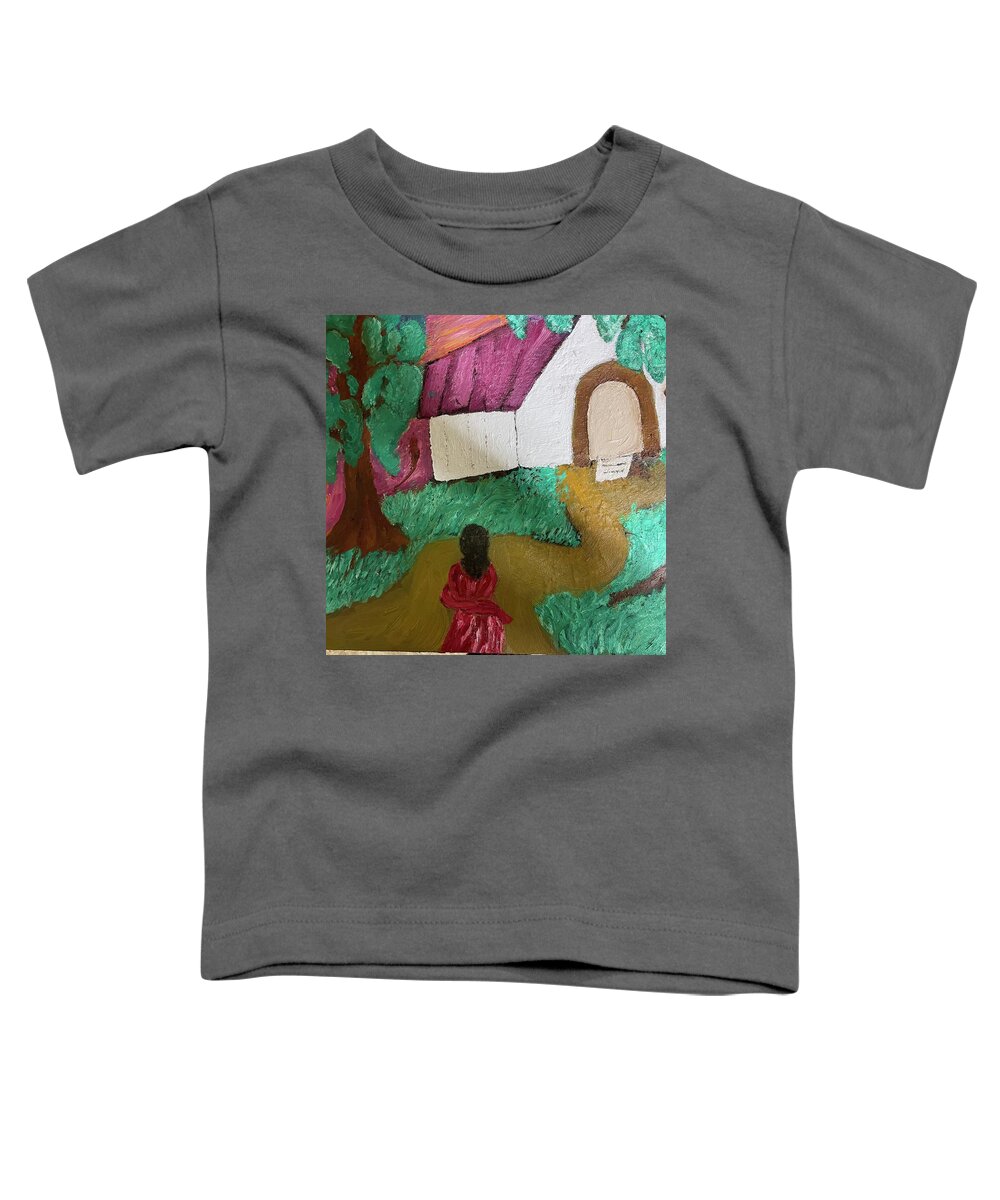 Black Art Toddler T-Shirt featuring the painting Church Ladies by Mildred Chatman