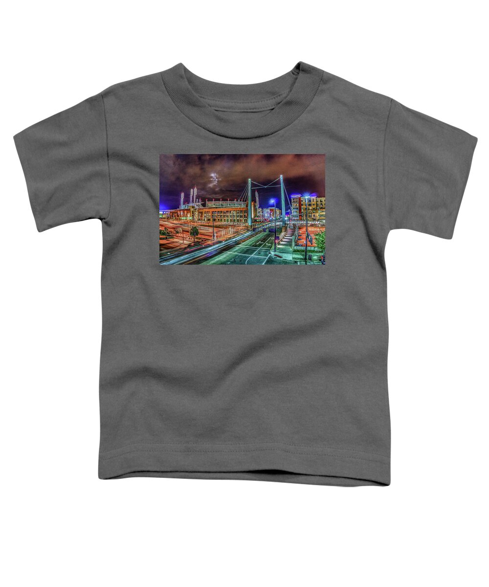 Town Toddler T-Shirt featuring the photograph Cincinnati Ohio Street Car Long Exposure by Dave Morgan
