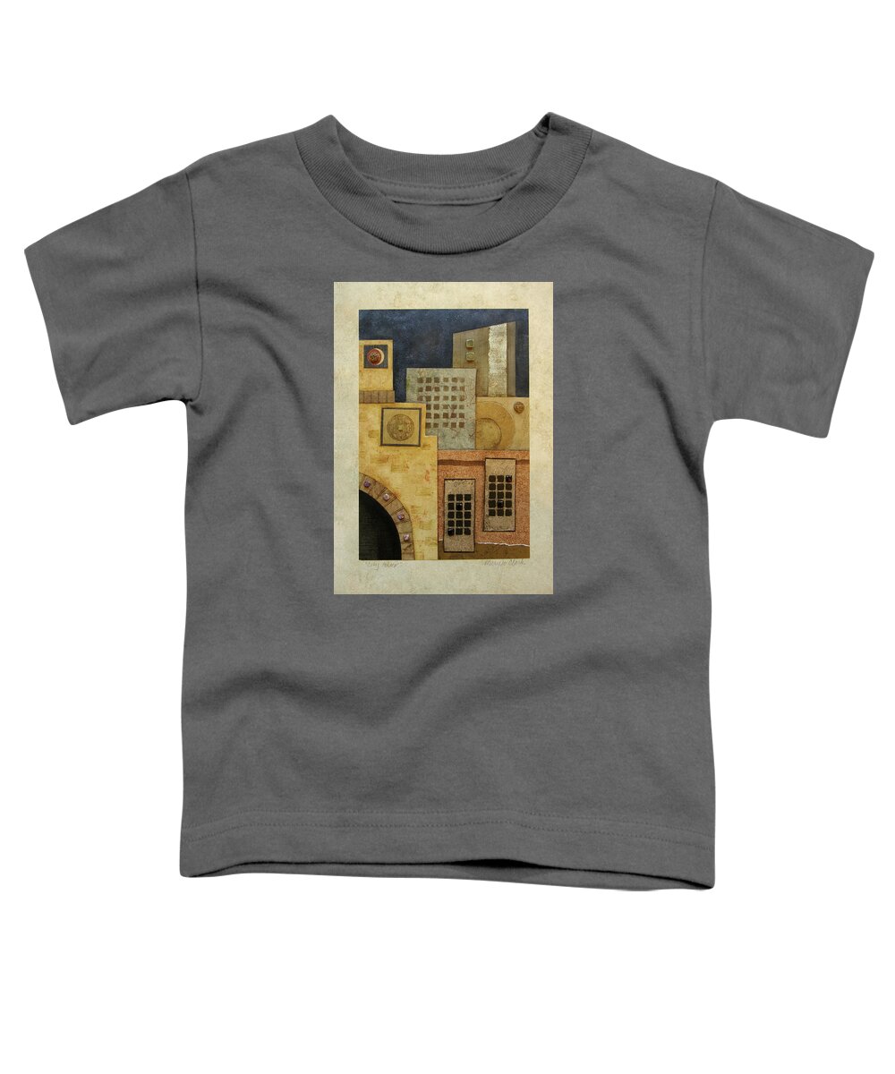 Mixed-media Toddler T-Shirt featuring the mixed media City Asleep by MaryJo Clark