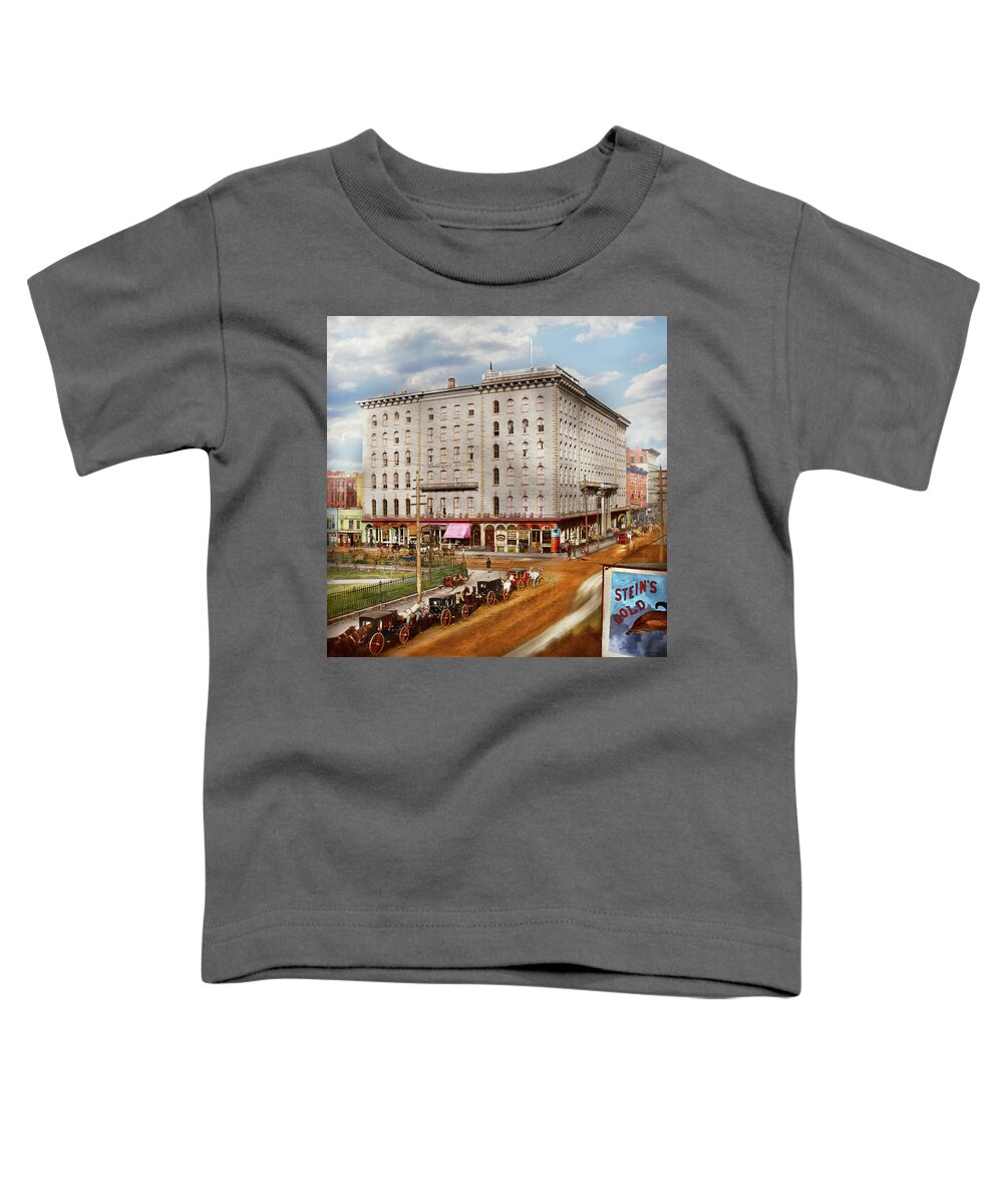Chicago Toddler T-Shirt featuring the photograph City - Chicago, IL - The Sherman House II 1868 by Mike Savad