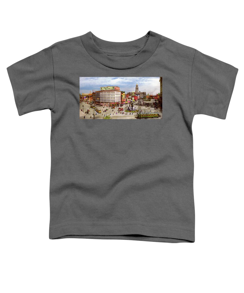 Cadillac Square Toddler T-Shirt featuring the photograph City - Detroit, MI - Campus Martius 1910 by Mike Savad
