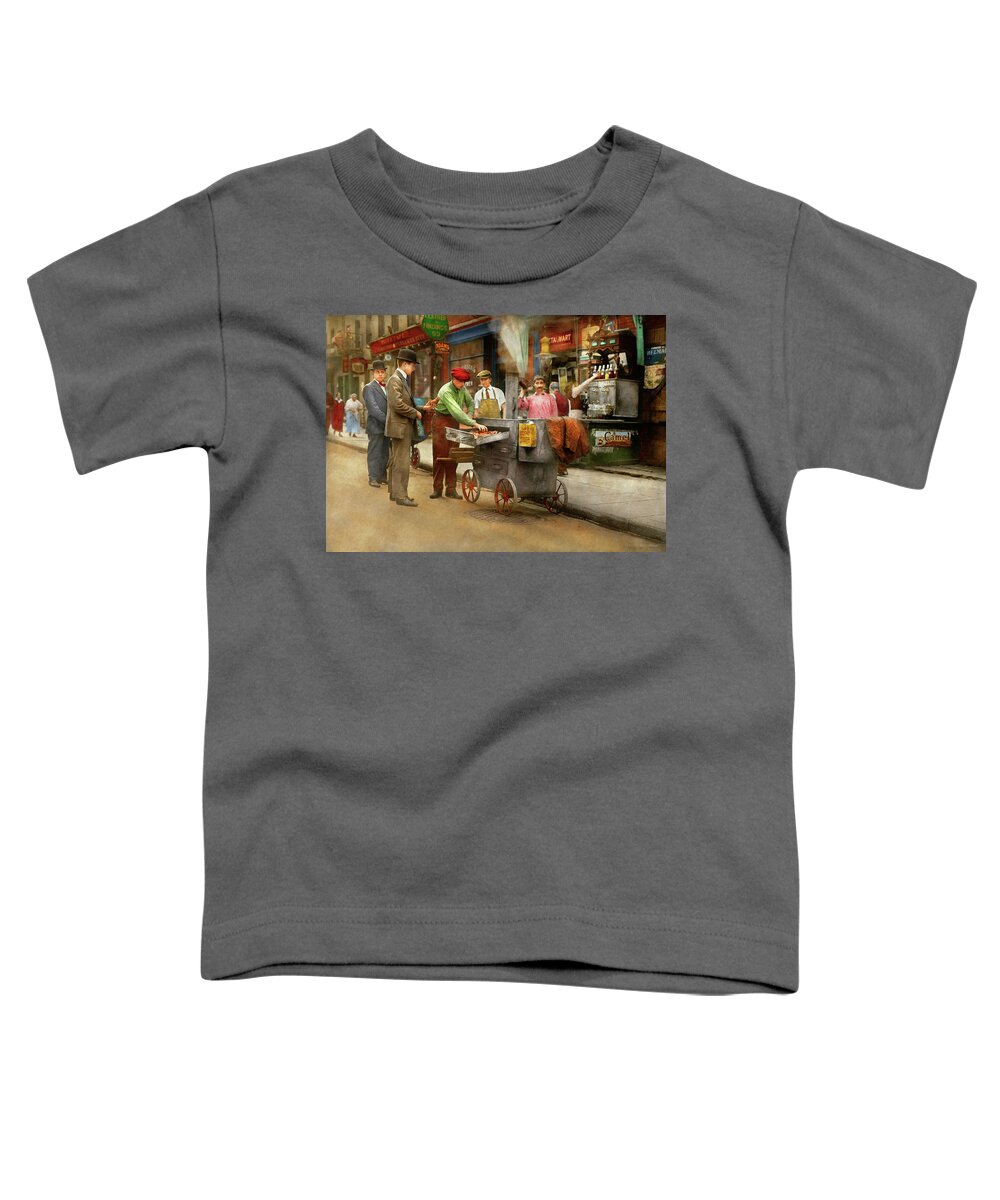 New York Toddler T-Shirt featuring the photograph City - NY - The Yam Man 1915 by Mike Savad