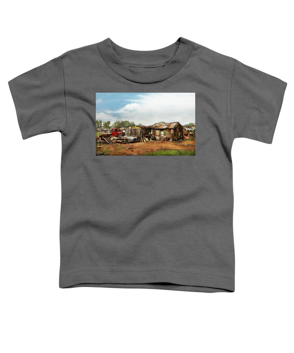 Oklahoma Toddler T-Shirt featuring the photograph City - Oklahoma City OK - Hooverville 1939 by Mike Savad