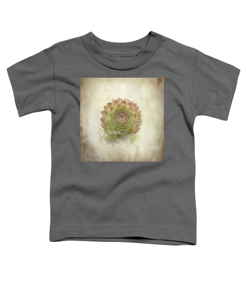 Art Toddler T-Shirt featuring the digital art Classic Sempervivum Rosette Cacti by Yo Pedro