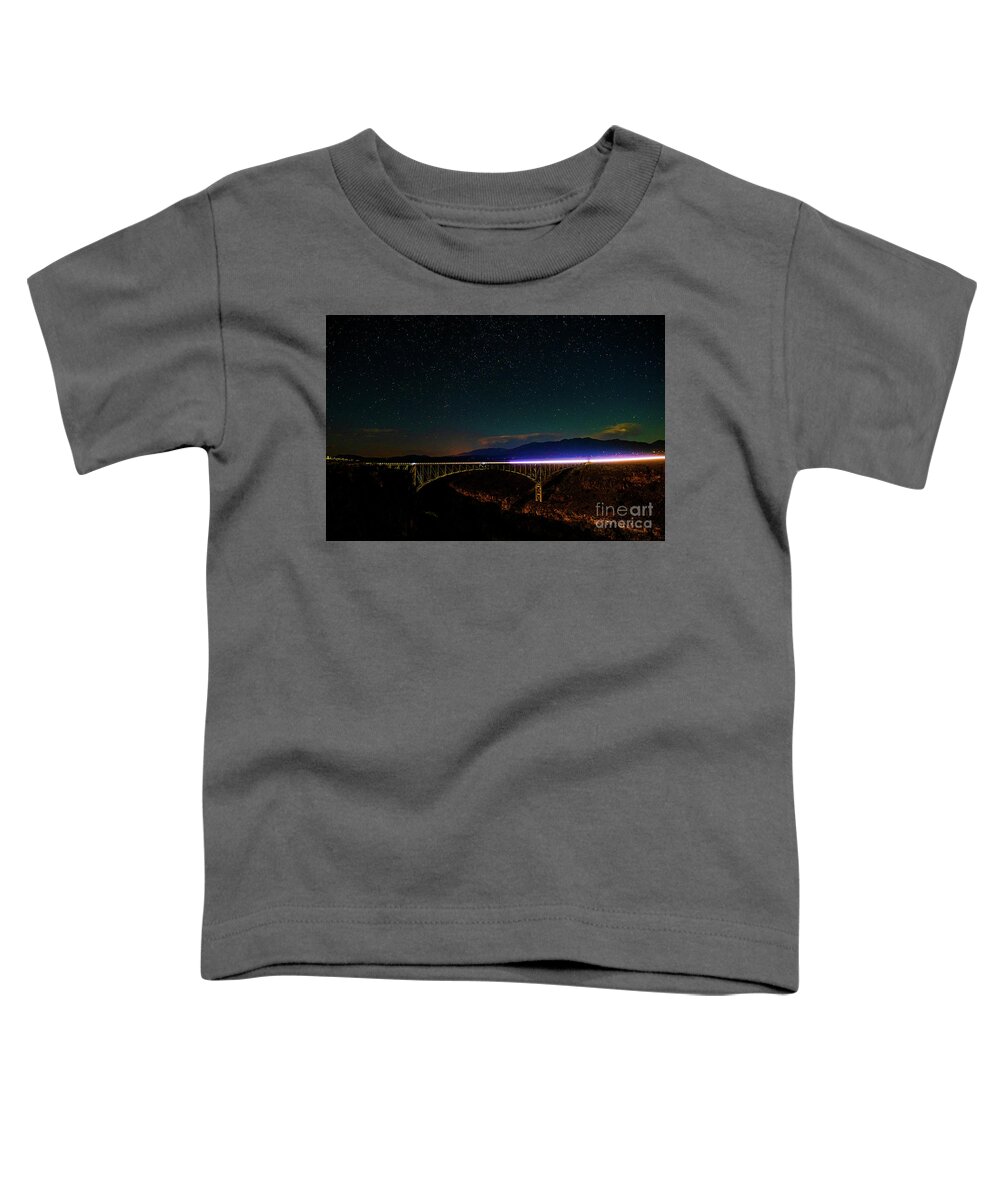 Taos Toddler T-Shirt featuring the photograph Clear Starry Night at the Gorge Bridge by Elijah Rael