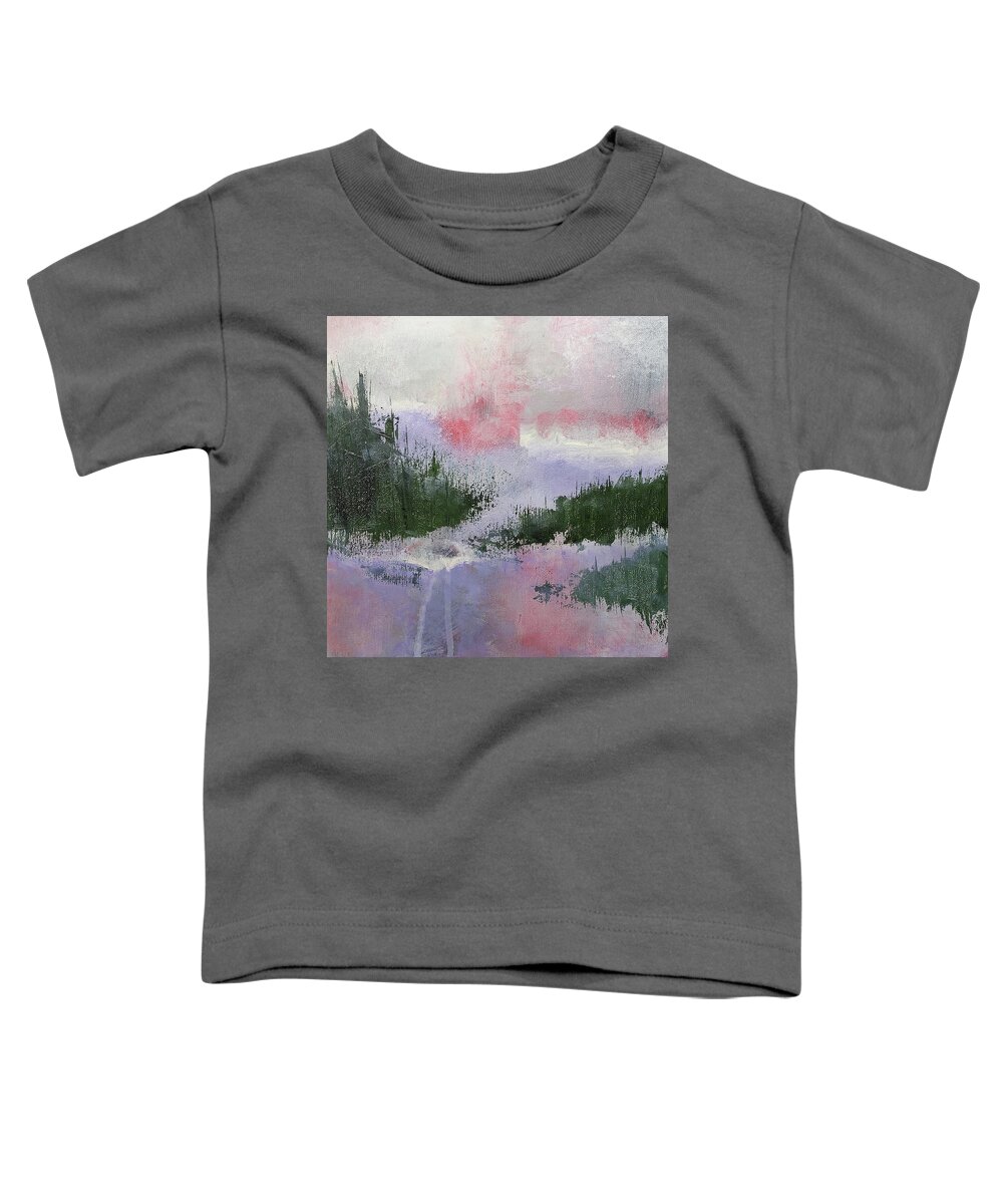 Climate Change Toddler T-Shirt featuring the painting CLIMATE CHANGE II Abstract in Red Pink Purple Green by Lynnie Lang