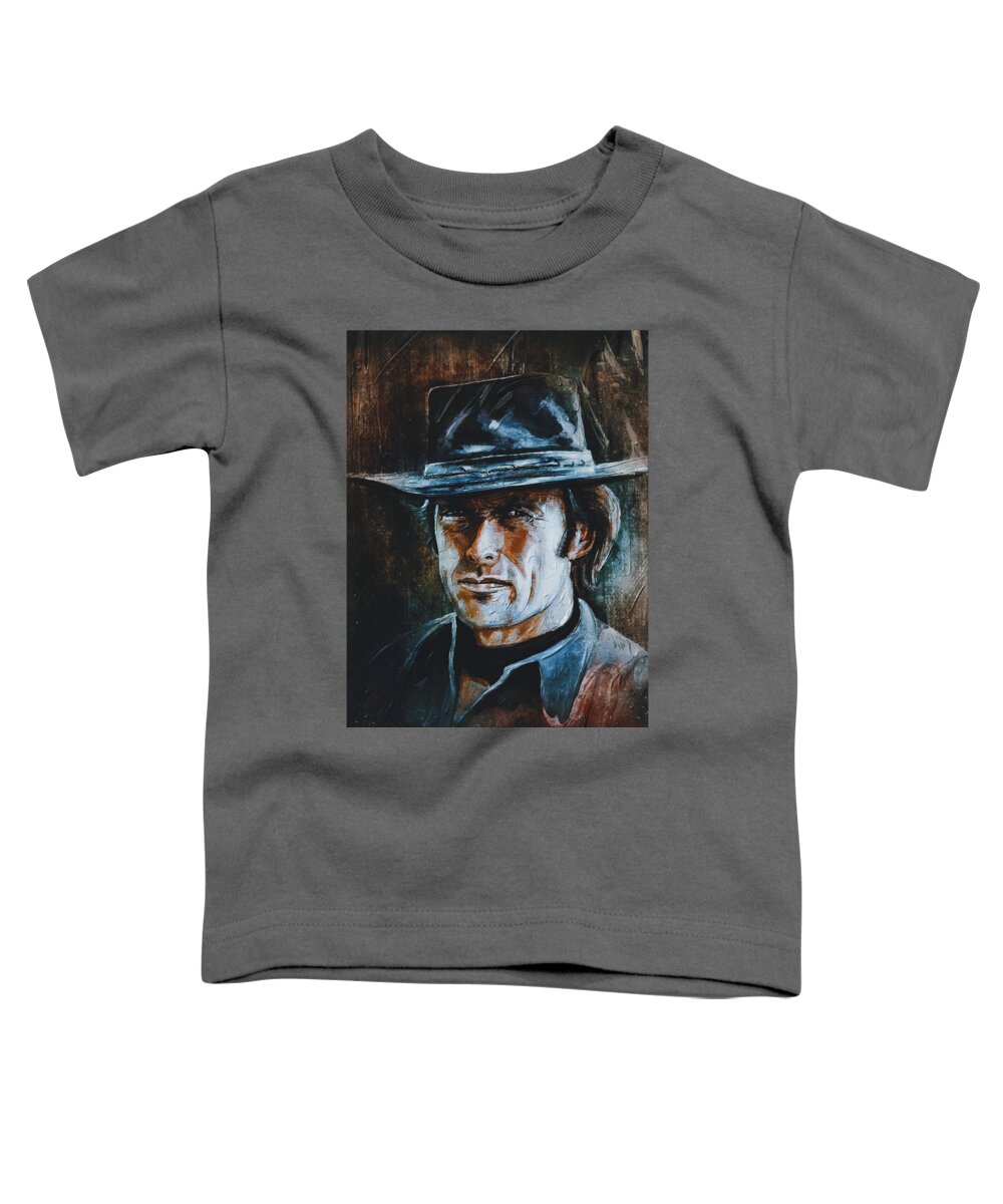 Eastwood Toddler T-Shirt featuring the digital art Clint Eastwood 2 by Andrzej Szczerski