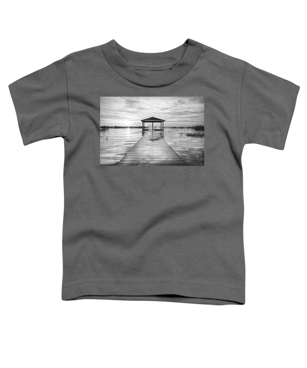 Boats Toddler T-Shirt featuring the photograph Cloud Reflections in Black and White by Debra and Dave Vanderlaan