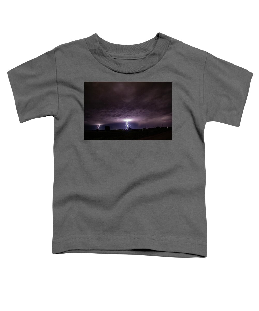 Nebraskasc Toddler T-Shirt featuring the photograph Cloud to Ground Lightning 027 by Dale Kaminski