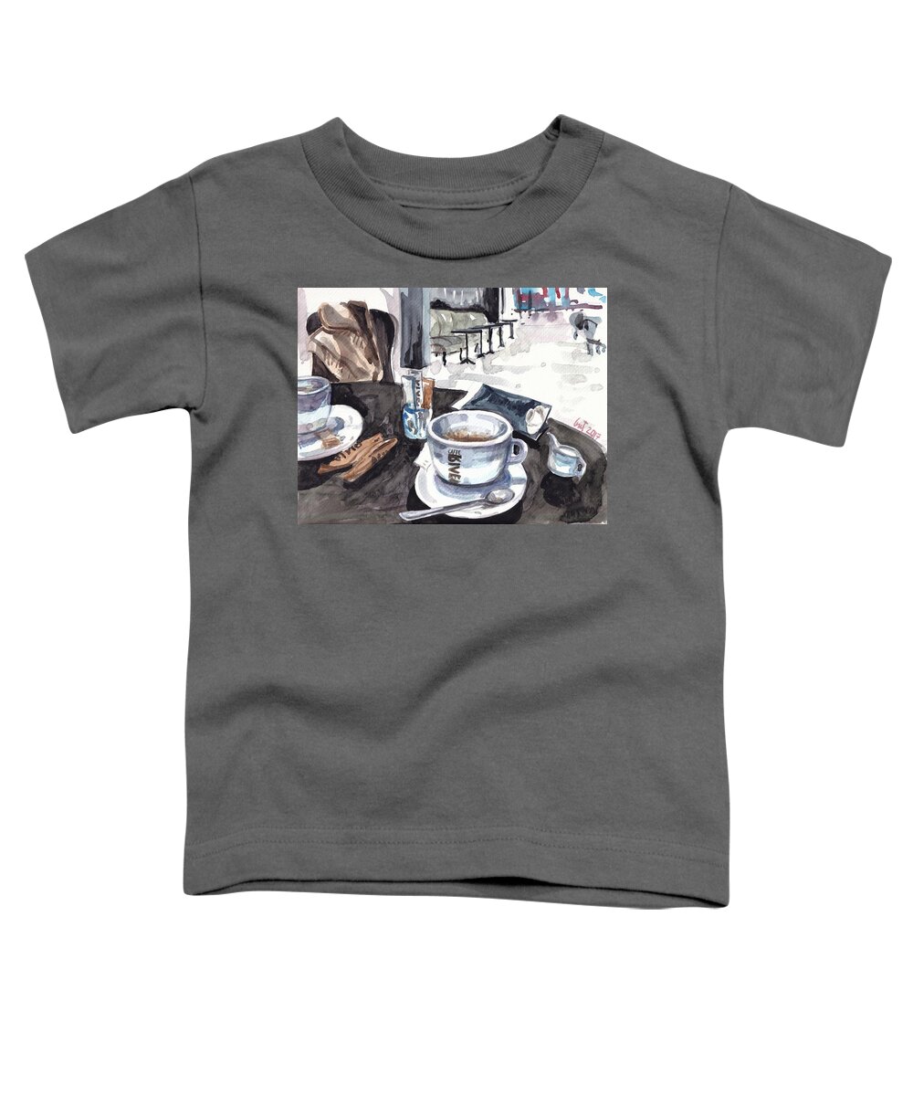 Coffee Toddler T-Shirt featuring the painting Coffee Break by George Cret