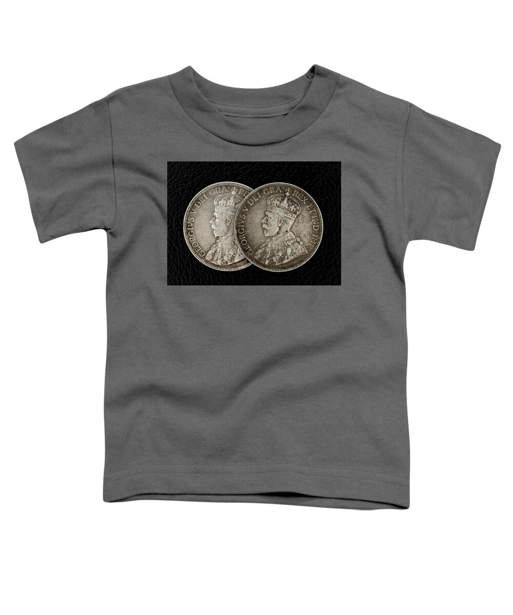 Coin Toddler T-Shirt featuring the photograph Coin Collecting - 1917 Canadian/Newfoundland 50 Cent Face by Amelia Pearn