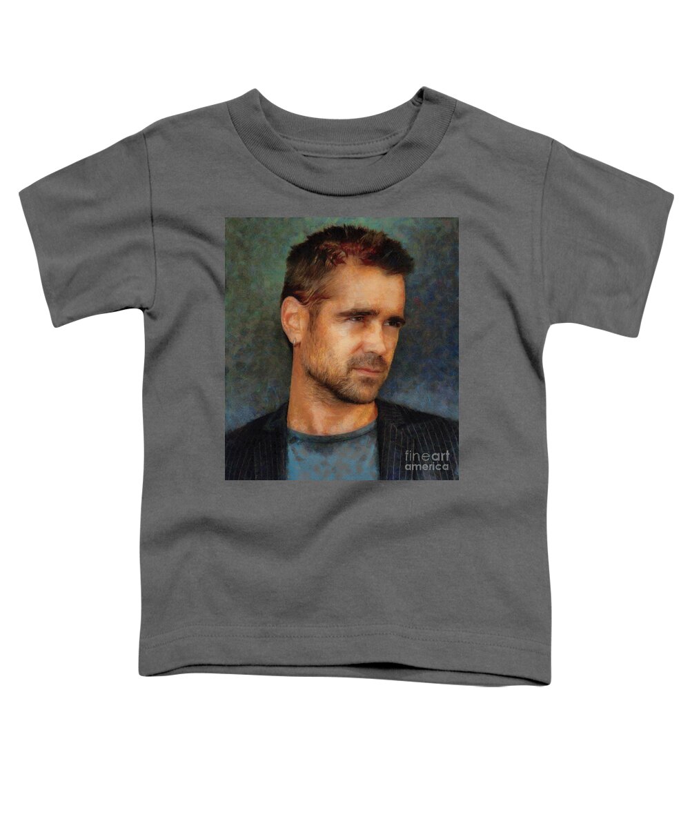 Colin Farrell Toddler T-Shirt featuring the digital art Colin Farrell by Jerzy Czyz