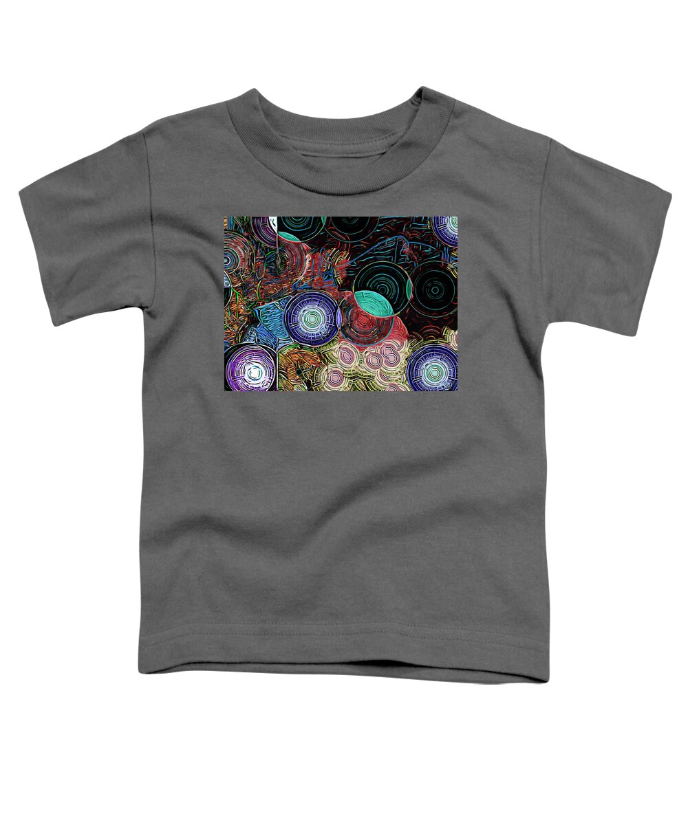 Orbs Toddler T-Shirt featuring the mixed media Collateral Damage 1 by Lynda Lehmann