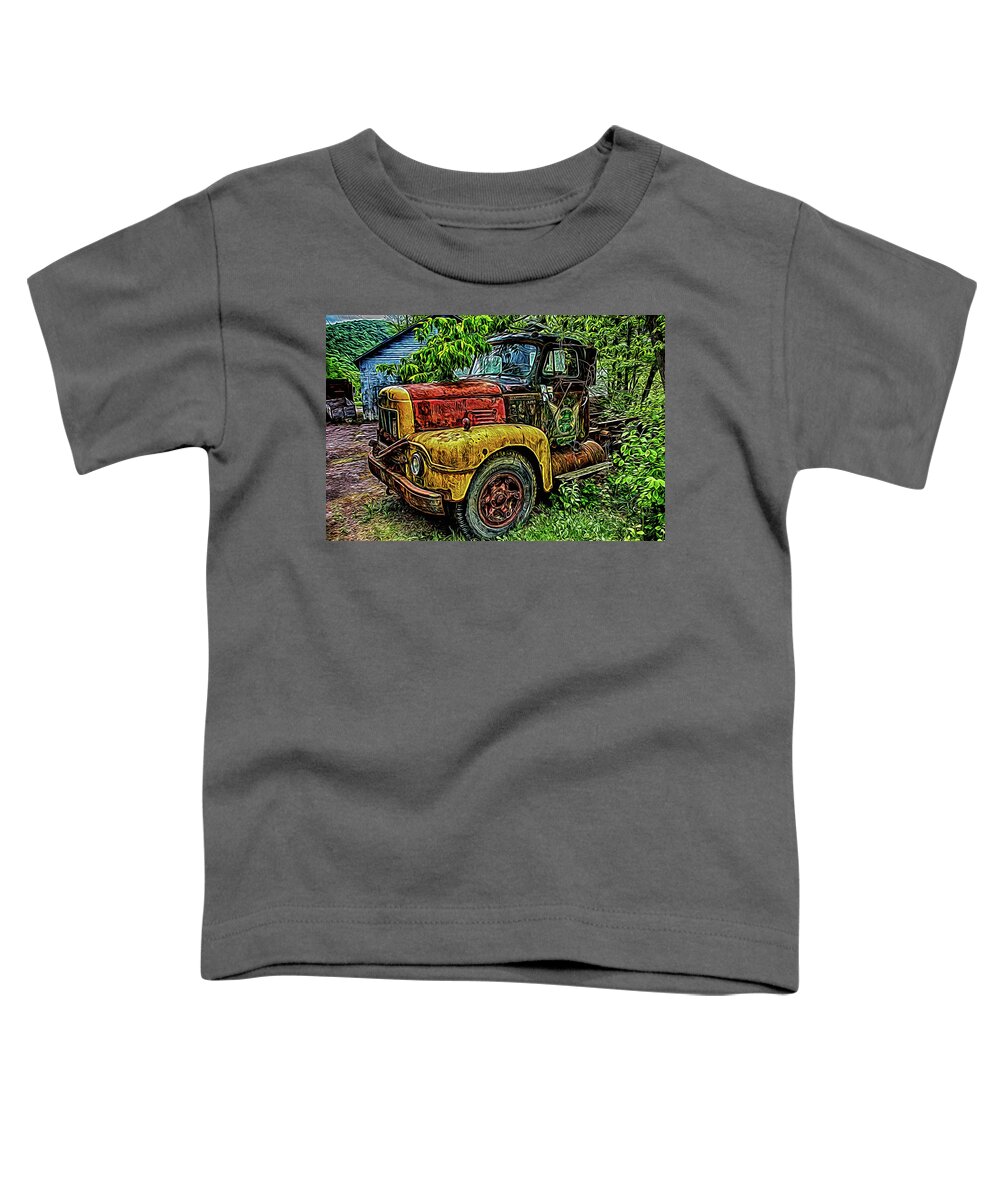 Colorful Toddler T-Shirt featuring the photograph Colorful, Old Truck #2 by Alan Goldberg