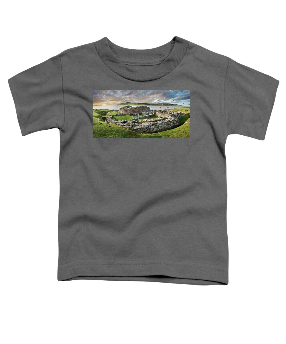 Broch Of Gurness Toddler T-Shirt featuring the photograph Colour photo of The Broch of Gurness, Orkney, Scotland. by Paul E Williams