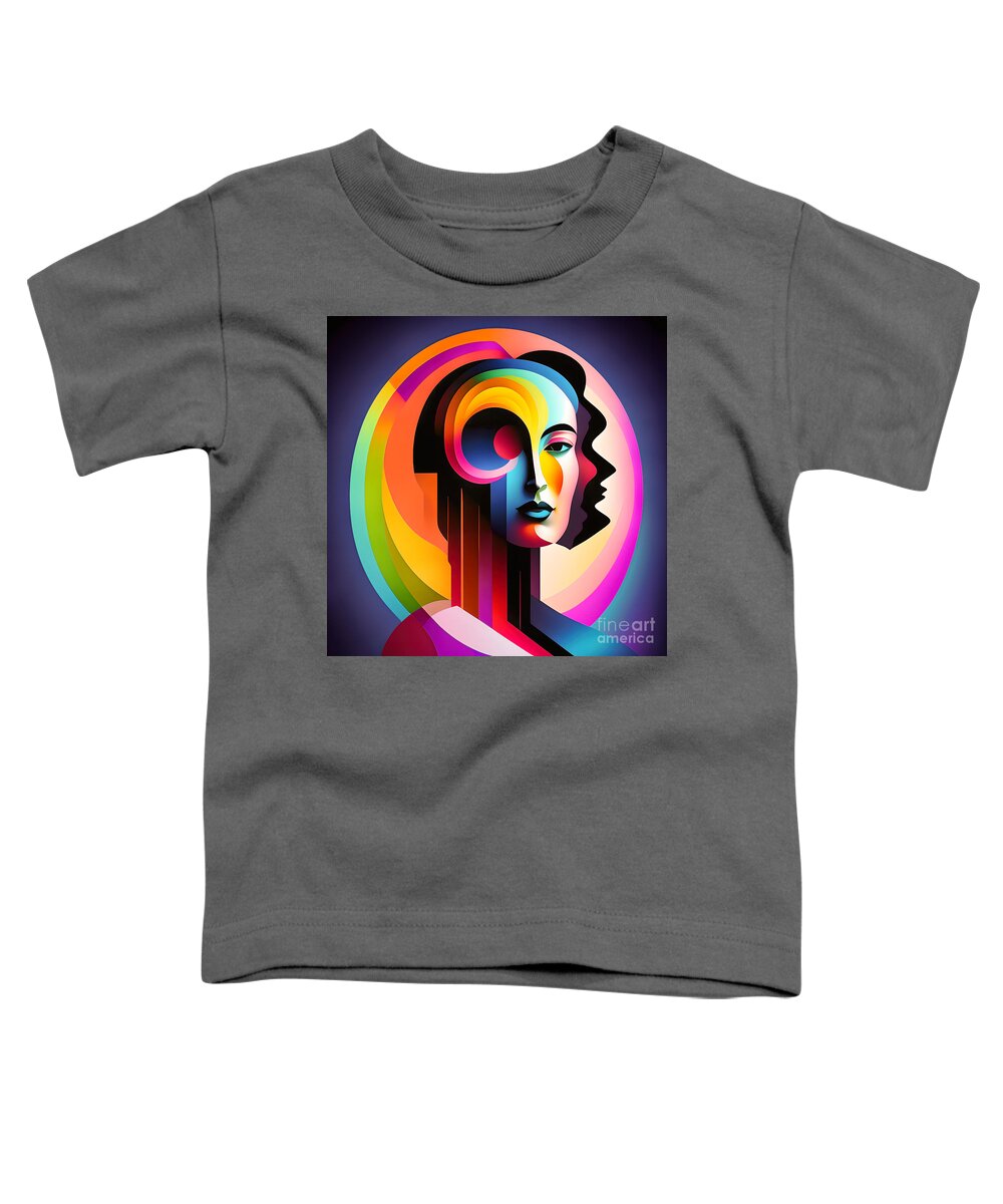 Portrait Toddler T-Shirt featuring the digital art Colourful Abstract Surreal Portrait - 3 by Philip Preston