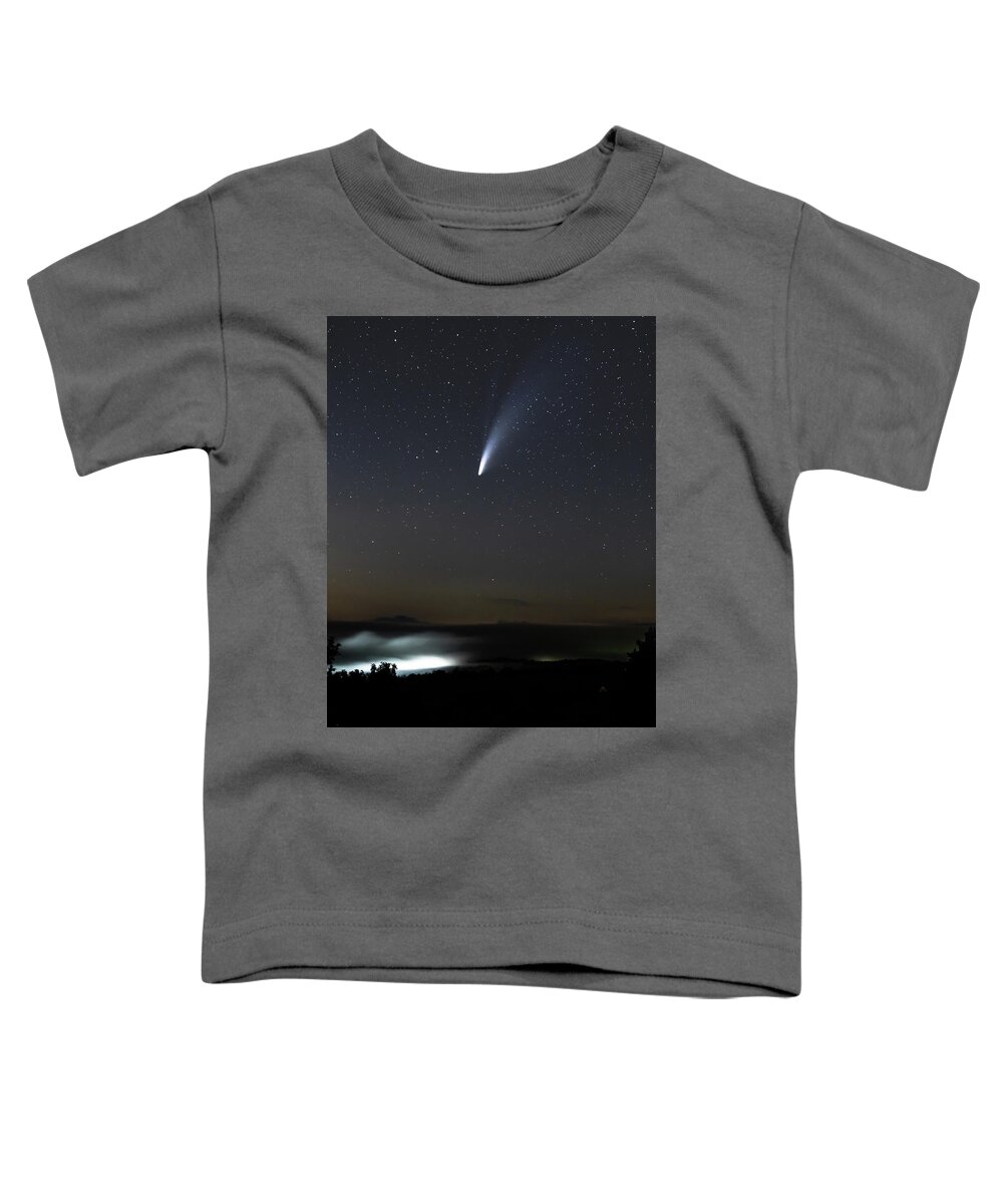 Night Toddler T-Shirt featuring the photograph Comet above the Fog by Tim Kirchoff