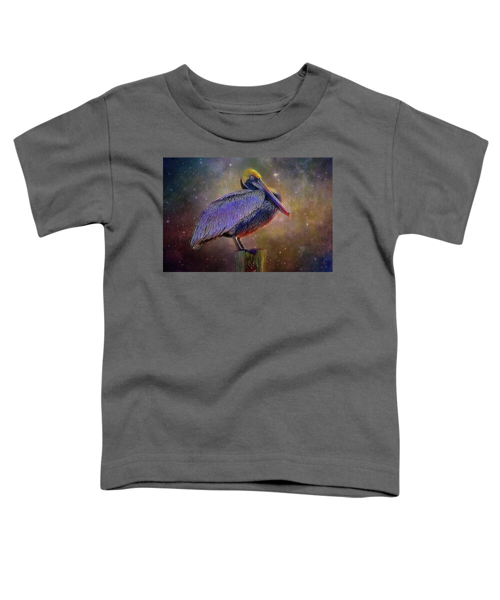Brown Pelican Toddler T-Shirt featuring the photograph Cosmic Pelican by HH Photography of Florida