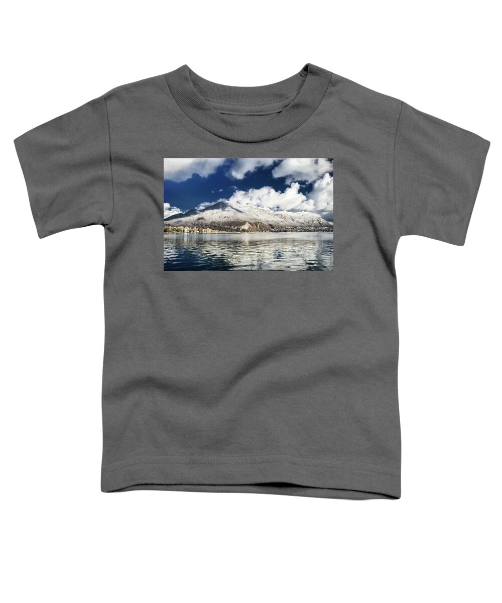 Mountain Toddler T-Shirt featuring the photograph Clouds over Annecy by Steven Nelson