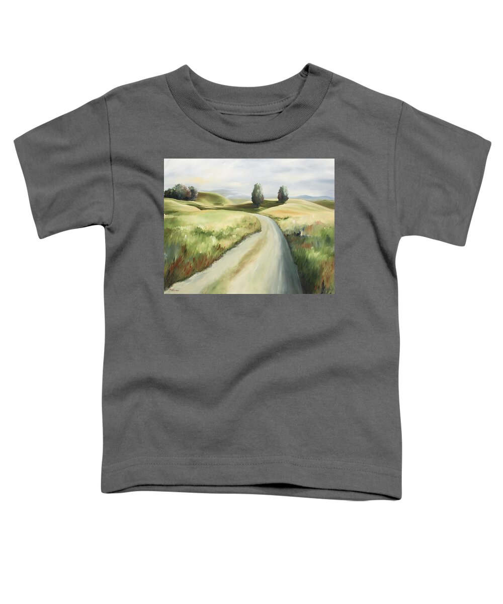 Dirt Road Toddler T-Shirt featuring the painting Country Road by Katrina Nixon