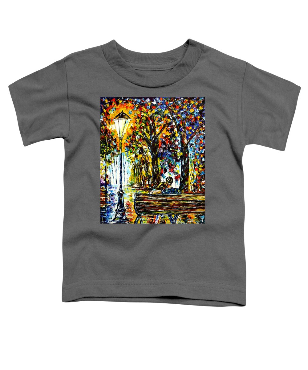 Lovers On A Bench Toddler T-Shirt featuring the painting Couple On A Bench by Mirek Kuzniar