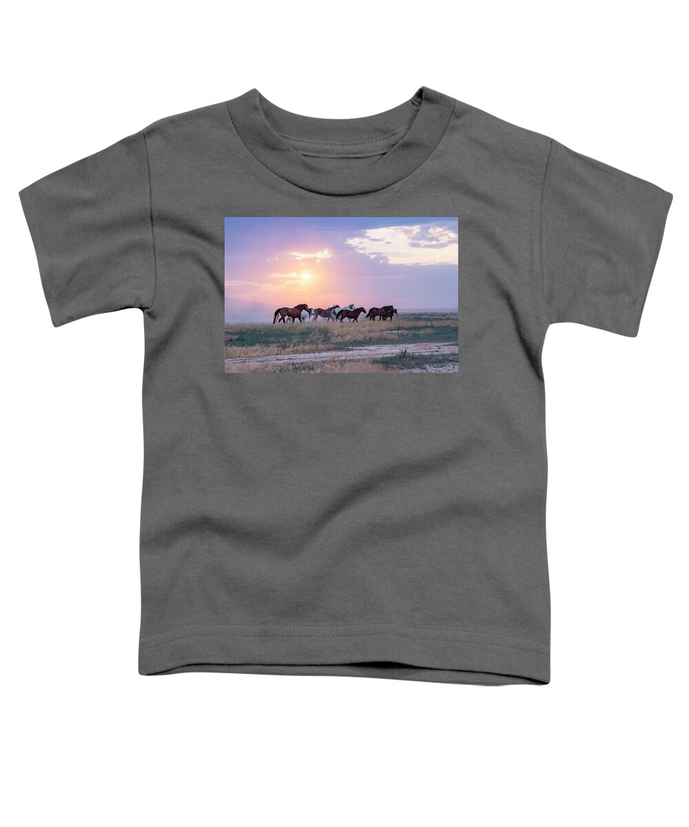 Wild Horses Toddler T-Shirt featuring the photograph Crimson Cliff's Entry by Dirk Johnson