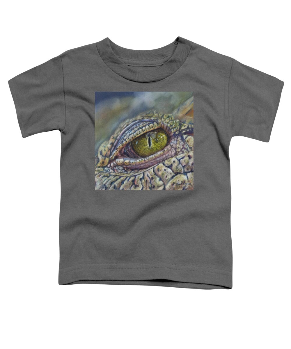  Toddler T-Shirt featuring the drawing Crocodile Eye Study by Kirsty Rebecca