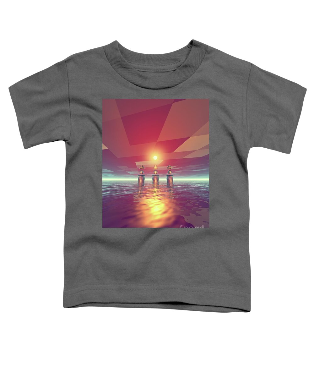 Surreal Toddler T-Shirt featuring the digital art Crystal Cones by Phil Perkins